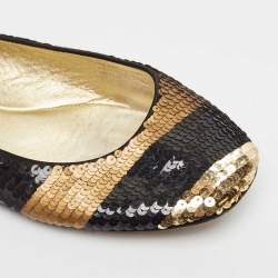 Dolce & Gabbana Black/Gold Sequin Ballet Flats Size 40.5