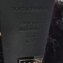 Pre Owned Dolce & Gabbana Purple Velvet And Leather Crystal Embellished Sandals Size 36