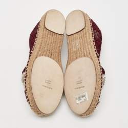 Dolce & Gabbana Burgundy Lace Embellished Espadrille Flats Size 37
