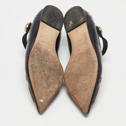 Pre Owned Dolce & Gabbana Black Leather Arrow Heart Ballet Flats Size 37
