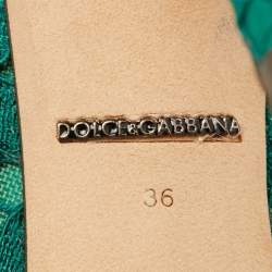 Pre Owned Dolce & Gabbana Green Mesh And Lace Bellucci Pumps Size 36