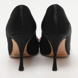 Dolce & Gabbana Black Satin Crystal Bow Embellished Pumps Size 36