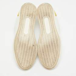 Dolce & Gabbana White/Yellow  Leather and Suede Low Top Sneakers Size 37