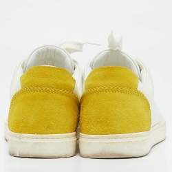 Dolce & Gabbana White/Yellow  Leather and Suede Low Top Sneakers Size 37