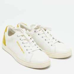 Dolce & Gabbana White/Yellow  Leather and Suede Low Top Sneakers Size 37
