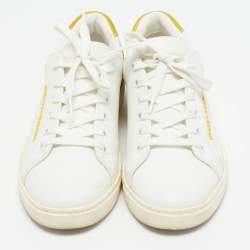 Dolce & Gabbana White/Yellow  Leather and Suede Low Top Sneakers Size 37