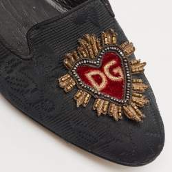Dolce & Gabbana Black Jacquard Smoking Slippers Size 36.5