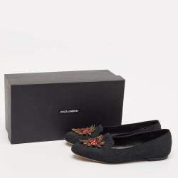 Dolce & Gabbana Black Jacquard Smoking Slippers Size 36.5