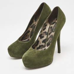 Dolce & Gabbana Green Suede Platform Pumps Size 36
