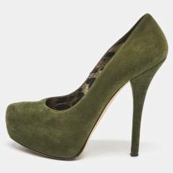 Dolce & Gabbana Green Suede Platform Pumps Size 36