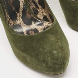 Dolce & Gabbana Green Suede Platform Pumps Size 36