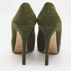 Dolce & Gabbana Green Suede Platform Pumps Size 36