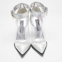 Dolce & Gabbana Transparent Iridescent Leather and PVC Cardinale Ankle Boots Size 39