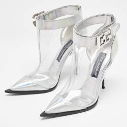 Dolce & Gabbana Transparent Iridescent Leather and PVC Cardinale Ankle Boots Size 39