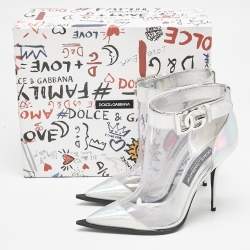 Dolce & Gabbana Transparent Iridescent Leather and PVC Cardinale Ankle Boots Size 39