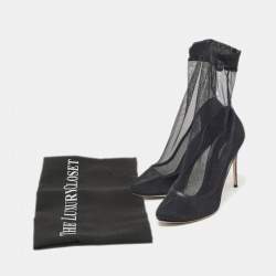 Dolce & Gabbana Black Tulle Fabric Ankle Booties Size 39