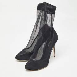 Dolce & Gabbana Black Tulle Fabric Ankle Booties Size 39