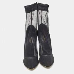 Dolce & Gabbana Black Tulle Fabric Ankle Booties Size 39
