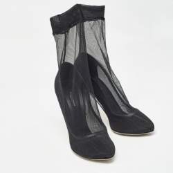 Dolce & Gabbana Black Tulle Fabric Ankle Booties Size 39