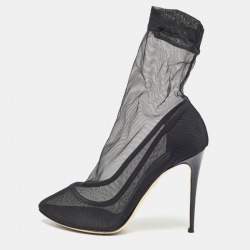 Dolce & Gabbana Black Tulle Fabric Ankle Booties Size 39