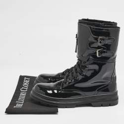 Dolce & Gabbana Black Patent Leather Combat Boots Size 38