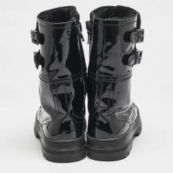 Dolce & Gabbana Black Patent Leather Combat Boots Size 38