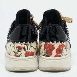 Dolce & Gabbana Multicolor Leather And Suede Polka Dot Sneakers Size 37