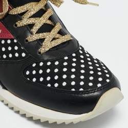 Dolce & Gabbana Multicolor Leather And Suede Polka Dot Sneakers Size 37