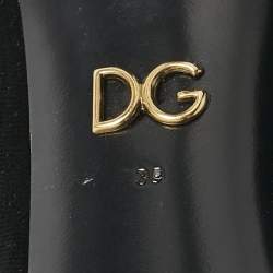 Pre Owned Dolce & Gabbana Black/Gold Velvet and Leather Mary Jane Pumps Size 39