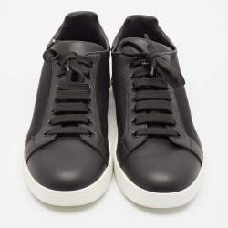 Dolce & Gabbana Black Leather and Mesh Portofino Low Top Sneakers Size 40