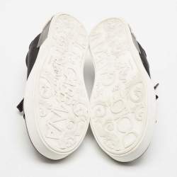 Dolce & Gabbana Black Leather and Mesh Portofino Low Top Sneakers Size 40
