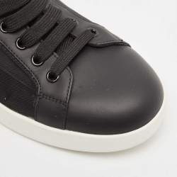 Dolce & Gabbana Black Leather and Mesh Portofino Low Top Sneakers Size 40