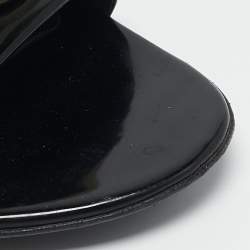 Dolce & Gabbana Black Patent Leather Ciabatta Flat Slide Sandals Size 38.5