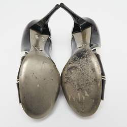 Dolce & Gabbana Black Patent and Leather Piping Peep Toe Pumps Size 36