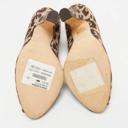 Dolce & Gabbana Brown/Beige Leopard Print Fabric Peep Toe Pumps Size 37.5