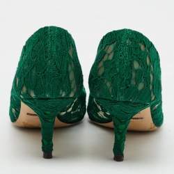 Dolce & Gabbana Green Lace Bellucci Crystal Embellishment Pumps Size 39
