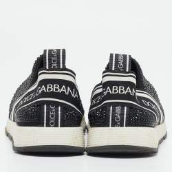 Dolce & Gabbana Black Crystals and Fabric Sorrento Slip On Sneakers Size 35