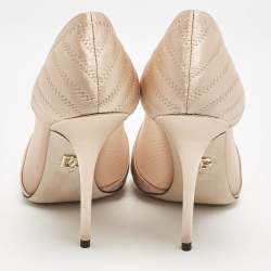 Dolce & Gabbana Peach Satin and Mesh Pointed Toe Pumps Size 37