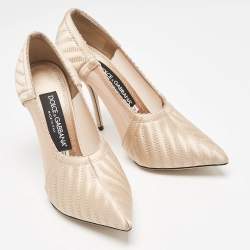 Dolce & Gabbana Peach Satin and Mesh Pointed Toe Pumps Size 37