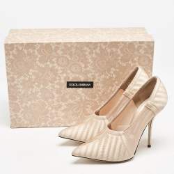 Dolce & Gabbana Peach Satin and Mesh Pointed Toe Pumps Size 37