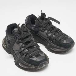 Dolce & Gabbana Black Leather and Fabric Daymaster Sneakers Size 37.5