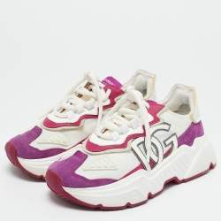 Dolce & Gabbana White/Purple Nylon and Leather Daymaster Low Top Sneakers Size 37