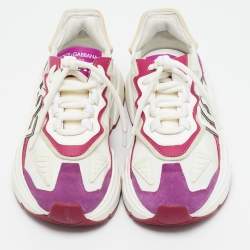 Dolce & Gabbana White/Purple Nylon and Leather Daymaster Low Top Sneakers Size 37