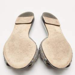Dolce & Gabbana Grey Lace Crystal Embellished Flat Slide Sandals Size 39