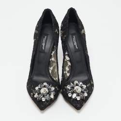 Pre Owned Dolce & Gabbana Black Lace Bellucci Pumps Size 38