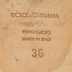 Dolce & Gabbana Black Lizard Embossed Leather Sofia Flat Slides Size 36
