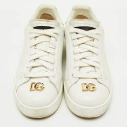 Dolce & Gabbana White Leather Portofino Low Top Sneakers Size 39.5