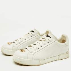 Dolce & Gabbana White Leather Portofino Low Top Sneakers Size 39.5