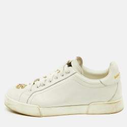 Dolce & Gabbana White Leather Portofino Low Top Sneakers Size 39.5