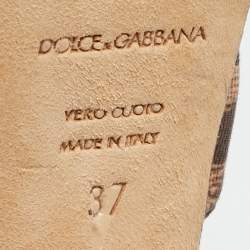 Dolce & Gabbana Beige/Brown Leopard Print Canvas Ankle Strap Sandals Size 37
